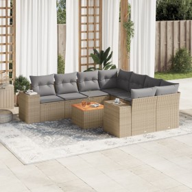 Set de sofás de jardín 9 pzas con cojines ratán sintético beige de , Conjuntos de jardín - Ref: Foro24-3225373, Precio: 618,9...