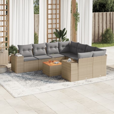 Set de sofás de jardín 9 pzas con cojines ratán sintético beige de , Conjuntos de jardín - Ref: Foro24-3225373, Precio: 618,7...