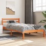 Solid wax brown pine wood bed frame 100x200 cm by , Beds and slatted bases - Ref: Foro24-844143, Price: 57,40 €, Discount: %