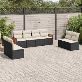 8-teiliges Gartensofa-Set und schwarze synthetische Rattankissen von , Gartensets - Ref: Foro24-3259970, Preis: 463,42 €, Rab...