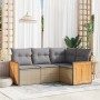 Garden sofa set with cushions 4 pieces beige synthetic rattan by , Garden sets - Ref: Foro24-3260015, Price: 325,42 €, Discou...