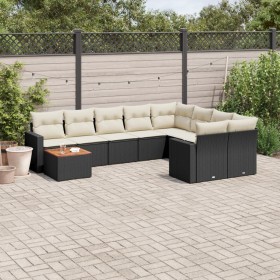 Gartensofa-Set 10-teilig mit schwarzen synthetischen Rattankissen von , Modulare Sofas für den Außenbereich - Ref: Foro24-322...