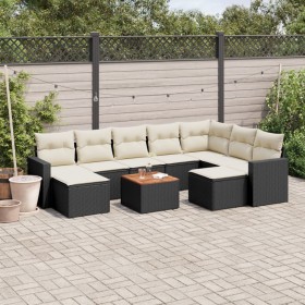 Gartensofa-Set 10-teilig mit schwarzen synthetischen Rattankissen von , Modulare Sofas für den Außenbereich - Ref: Foro24-322...