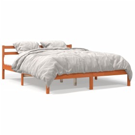 Estructura de cama madera maciza pino marrón cera 180x200 cm de , Camas y somieres - Ref: Foro24-844148, Precio: 93,62 €, Des...