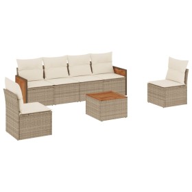 7-teiliges Gartensofa-Set und beige synthetische Rattankissen von , Gartensets - Ref: Foro24-3259951, Preis: 498,25 €, Rabatt: %