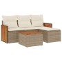 Gartensofa-Set mit Kissen, 5-teilig, beiges synthetisches Rattan von , Gartensets - Ref: Foro24-3259993, Preis: 372,56 €, Rab...