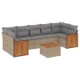 Gartensofa-Set mit beigen Kissen 8 Stück PE-Rattan von , Gartensets - Ref: Foro24-3259896, Preis: 568,45 €, Rabatt: %