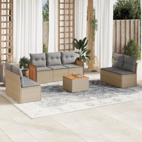 Gartensofa-Set mit beigen Kissen 8 Stück PE-Rattan von , Gartensets - Ref: Foro24-3259966, Preis: 501,99 €, Rabatt: %