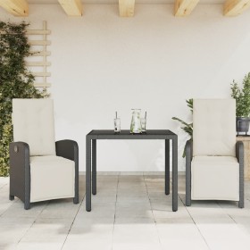 Table and chairs with cushions 3 pieces black synthetic rattan by , Garden sets - Ref: Foro24-3212450, Price: 349,94 €, Disco...