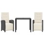 Table and chairs with cushions 3 pieces black synthetic rattan by , Garden sets - Ref: Foro24-3212450, Price: 349,94 €, Disco...