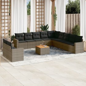 12-teiliges Gartensofa-Set mit grauen synthetischen Rattankissen von , Gartensets - Ref: Foro24-3224205, Preis: 745,99 €, Rab...