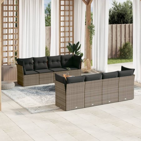 9-teiliges Gartenmöbel-Set und graue synthetische Rattankissen von , Gartensets - Ref: Foro24-3223526, Preis: 570,37 €, Rabat...