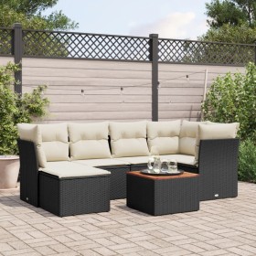 7-teiliges Garten-Essset und schwarze Kissen aus synthetischem Rattan von , Gartensets - Ref: Foro24-3223746, Preis: 429,89 €...