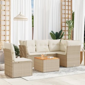 Gartensofa-Set mit Kissen, 6-teilig, beiges synthetisches Rattan von , Gartensets - Ref: Foro24-3223643, Preis: 497,99 €, Rab...