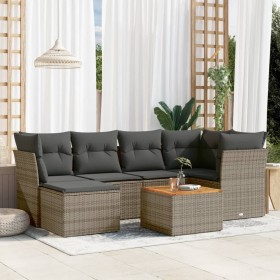 7-piece garden sofa set with gray PE rattan cushions by , Garden sets - Ref: Foro24-3223750, Price: 421,32 €, Discount: %