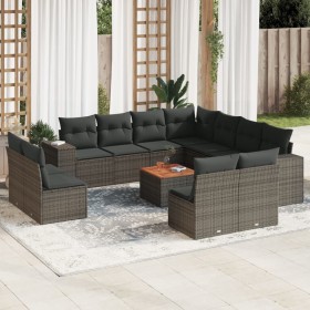 12-teiliges Gartensofa-Set mit grauen synthetischen Rattankissen von , Gartensets - Ref: Foro24-3225507, Preis: 763,06 €, Rab...