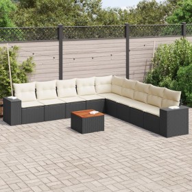 Gartensofa-Set 10-teilig mit schwarzen synthetischen Rattankissen von , Gartensets - Ref: Foro24-3225489, Preis: 612,27 €, Ra...