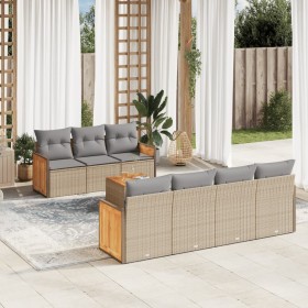 Gartensofa-Set mit beigen Kissen 8 Stück PE-Rattan von , Gartensets - Ref: Foro24-3259889, Preis: 611,99 €, Rabatt: %