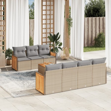 Garden sofa set with beige cushions 8 pcs PE rattan by , Garden sets - Ref: Foro24-3259889, Price: 618,15 €, Discount: %