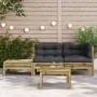 Garden sofa with footrest cushions in impregnated pine wood by , Modular outdoor sofas - Ref: Foro24-838188, Price: 213,93 €,...