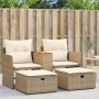 2 seater garden sofa with awning and beige PE rattan stools by , Outdoor sofas - Ref: Foro24-365805, Price: 348,38 €, Discoun...