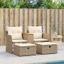 2-Sitzer-Gartensofa mit Markise und beigefarbenen PE-Rattanhockern von , Outdoor-Sofas - Ref: Foro24-365805, Preis: 348,38 €,...