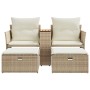 2 seater garden sofa with awning and beige PE rattan stools by , Outdoor sofas - Ref: Foro24-365805, Price: 348,38 €, Discoun...