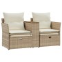 2 seater garden sofa with awning and beige PE rattan stools by , Outdoor sofas - Ref: Foro24-365805, Price: 348,38 €, Discoun...