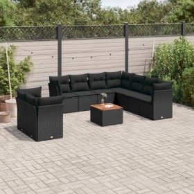 11-piece garden sofa set and black synthetic rattan cushions by , Garden sets - Ref: Foro24-3256041, Price: 648,61 €, Discoun...