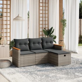 4-piece garden sofa set and gray synthetic rattan cushions by , Garden sets - Ref: Foro24-3265274, Price: 265,17 €, Discount: %