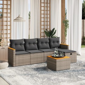 6-teiliges Gartenmöbel-Set und graue synthetische Rattankissen von , Gartensets - Ref: Foro24-3265295, Preis: 352,93 €, Rabat...