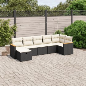 7-teiliges Garten-Essset und schwarze Kissen aus synthetischem Rattan von , Gartensets - Ref: Foro24-3265312, Preis: 440,39 €...