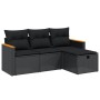 4-piece garden sofa set with black synthetic rattan cushions by , Garden sets - Ref: Foro24-3265269, Price: 246,14 €, Discoun...