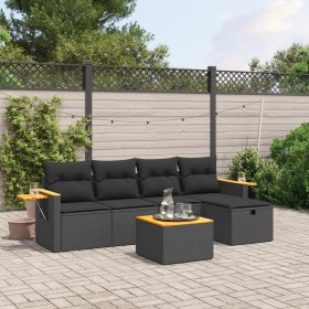 6-teiliges Gartensofa-Set und schwarze synthetische Rattankissen von , Gartensets - Ref: Foro24-3265507, Preis: 344,56 €, Rab...