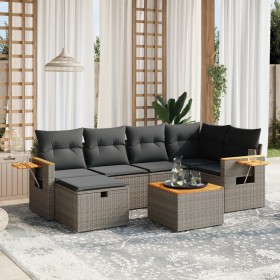 7-piece garden sofa set with gray PE rattan cushions by , Garden sets - Ref: Foro24-3265526, Price: 460,74 €, Discount: %