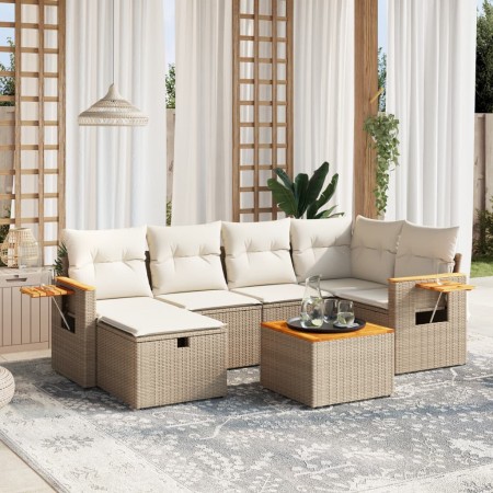 7-teiliges Gartensofa-Set und beigefarbene synthetische Rattankissen von , Gartensets - Ref: Foro24-3265524, Preis: 654,76 €,...