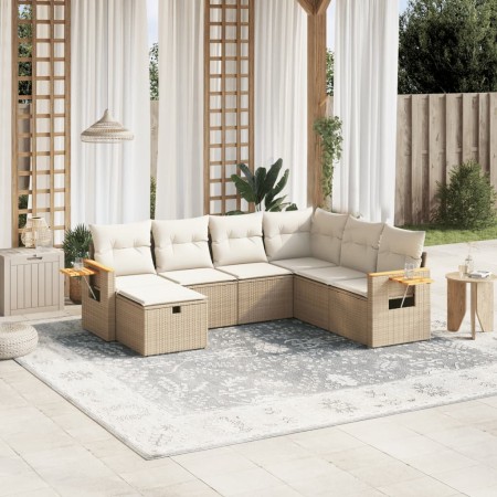 7-piece garden sofa set and beige synthetic rattan cushions by , Garden sets - Ref: Foro24-3265545, Price: 611,20 €, Discount: %