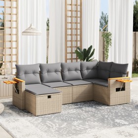 Gartensofa-Set mit beigem Kissenmix, 6-teilig, PE-Rattan von , Gartensets - Ref: Foro24-3265518, Preis: 430,53 €, Rabatt: %