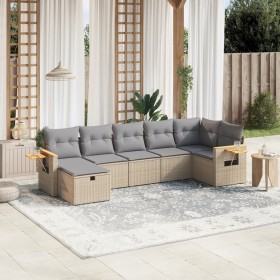 Gartensofa-Set mit beigem Kissenmix, 7-teilig aus PE-Rattan von , Gartensets - Ref: Foro24-3265532, Preis: 504,41 €, Rabatt: %