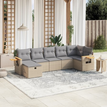 Gartensofa-Set mit beigem Kissenmix, 7-teilig aus PE-Rattan von , Gartensets - Ref: Foro24-3265532, Preis: 504,91 €, Rabatt: %