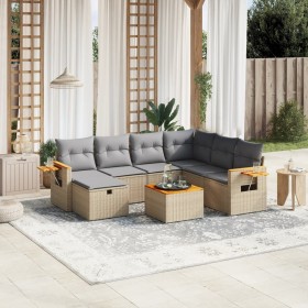 Gartensofa-Set mit beigem Kissenmix, 8-teilig aus PE-Rattan von , Gartensets - Ref: Foro24-3265553, Preis: 552,52 €, Rabatt: %