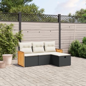 4-piece garden sofa set with black synthetic rattan cushions by , Garden sets - Ref: Foro24-3265704, Price: 266,99 €, Discoun...