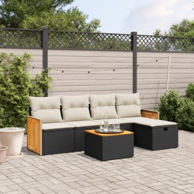 6-teiliges Gartensofa-Set und schwarze synthetische Rattankissen von , Gartensets - Ref: Foro24-3265725, Preis: 376,52 €, Rab...