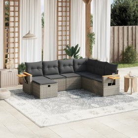 7-piece garden sofa set with gray PE rattan cushions by , Garden sets - Ref: Foro24-3265547, Price: 490,04 €, Discount: %