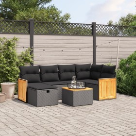 7-teiliges Garten-Essset und schwarze Kissen aus synthetischem Rattan von , Gartensets - Ref: Foro24-3265738, Preis: 416,89 €...