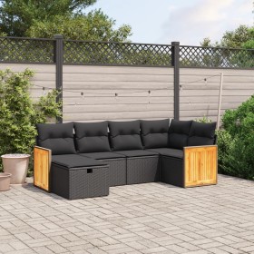 6-teiliges Gartensofa-Set und schwarze synthetische Rattankissen von , Gartensets - Ref: Foro24-3265731, Preis: 376,39 €, Rab...