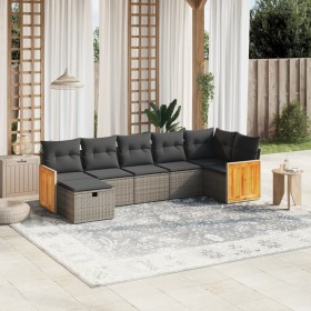 7-piece garden sofa set with gray PE rattan cushions by , Garden sets - Ref: Foro24-3265750, Price: 478,95 €, Discount: %