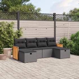 6-teiliges Gartensofa-Set und schwarze synthetische Rattankissen von , Gartensets - Ref: Foro24-3265773, Preis: 350,65 €, Rab...