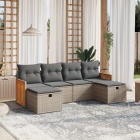 6-piece garden furniture set and gray synthetic rattan cushions by , Garden sets - Ref: Foro24-3265778, Price: 399,17 €, Disc...