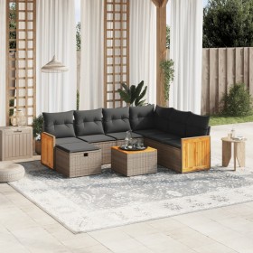 8-teiliges Gartensofa-Set und graue synthetische Rattankissen von , Gartensets - Ref: Foro24-3265771, Preis: 527,97 €, Rabatt: %